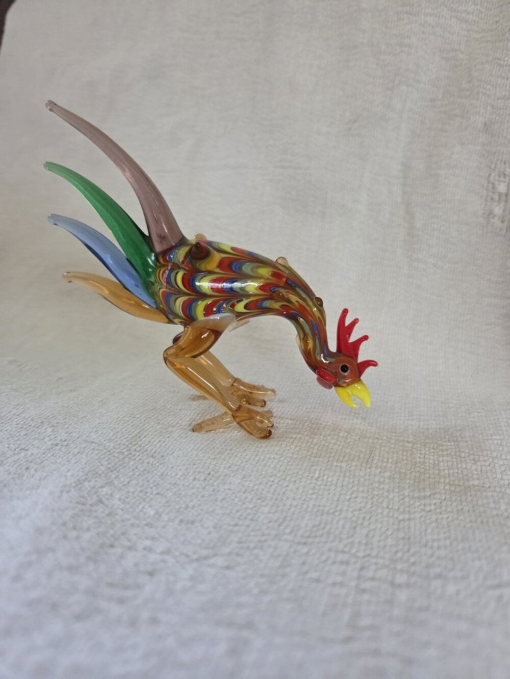 FITZ & FLOYD Glass Menagerie Hand Blown Rooster Art Glass